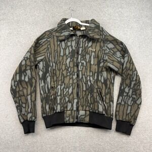 VINTAGE CABELAS WHITETAIL TREBARK FLEECE CAMO full zip bomber JACKET medium 90s